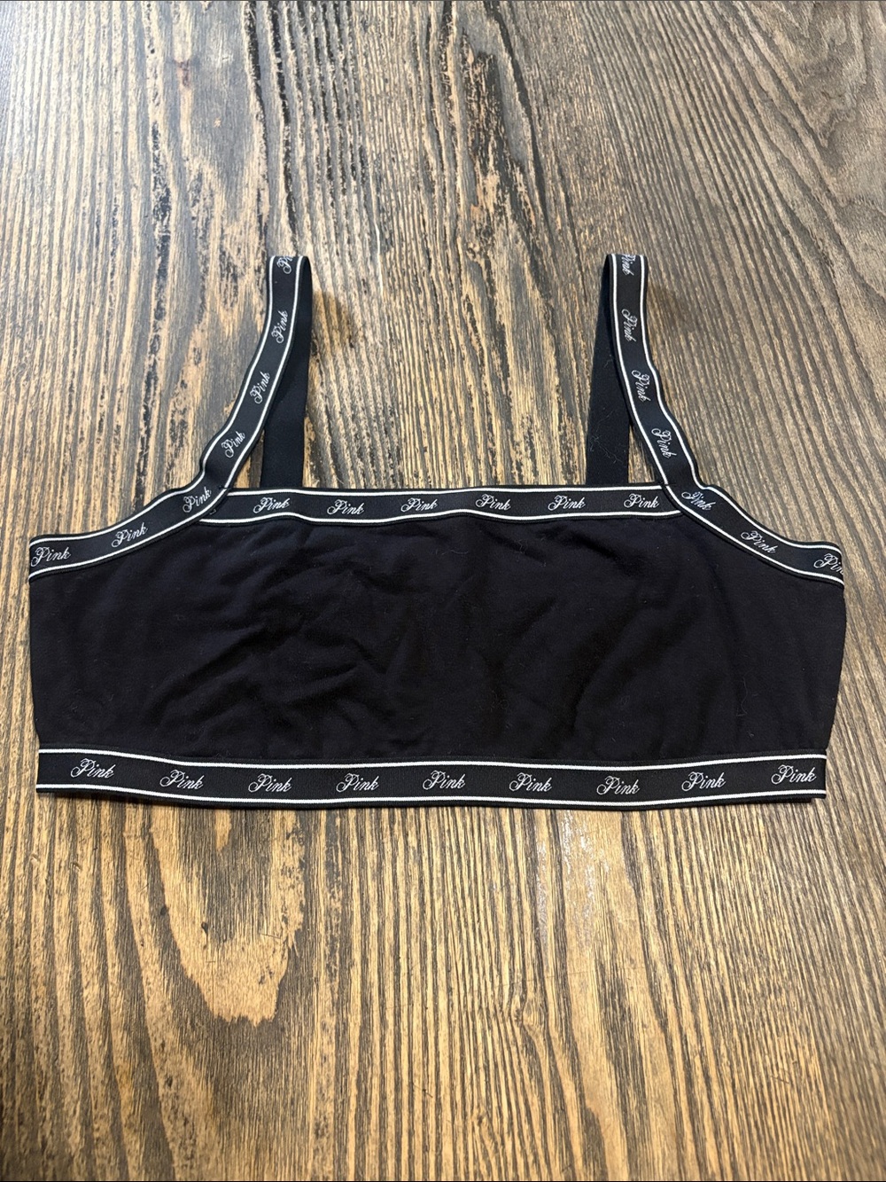 PINK Victoria's Secret Black Logo Trim Bralette